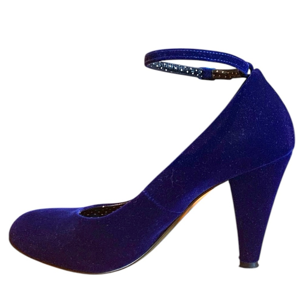 Fornarina Vintage Y2K Blue Velvet Ankle Strap Heels Pumps EU 37 US 6.5 - Picture 8 of 13